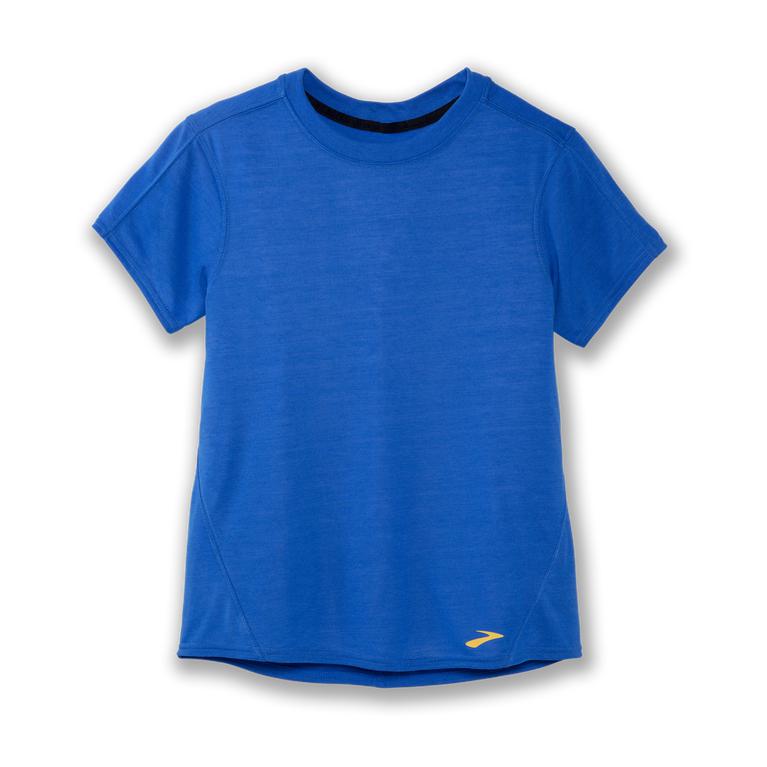 Brooks DISTANCE Short Sleeve Running Shirt Womens Sale - Blue Bolt (VWN503182)